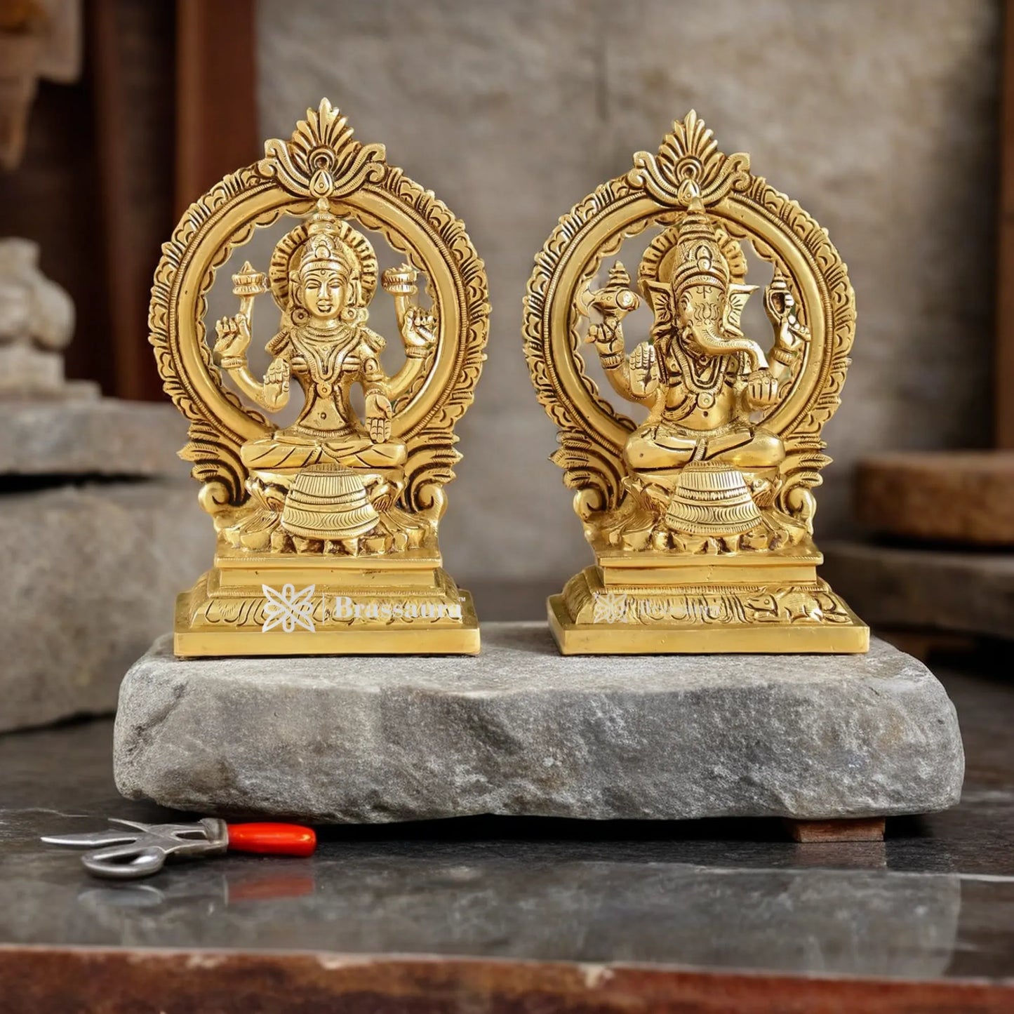 Brass Artistic Lakshmi Ganesh Height 7 Inches