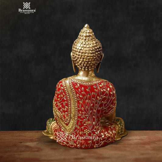 Brass Big Buddha statue for home and decor and gift Item weight 6.7 kg Height 13 inch