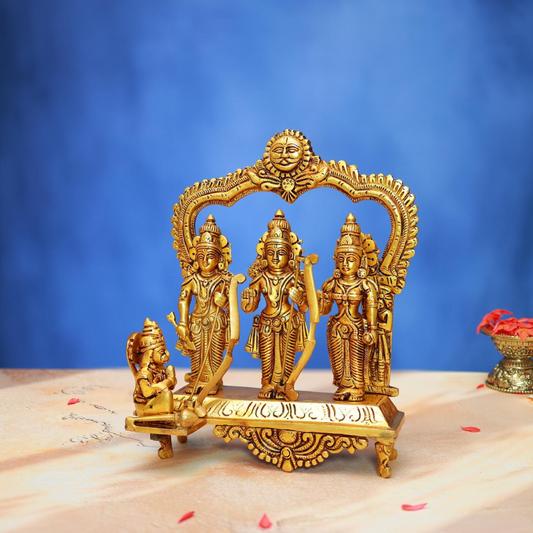 BRASS RAM DARBAR IDOL - 10 INCHES - DIVINE RAM PARIVAR STATUE FOR HOME & TEMPLE