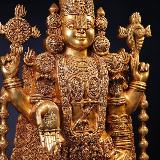 Brassaura® Ídolo de Latão Tirupati Balaji | Altura 99 cm e Peso 37 kg