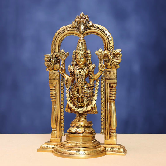 Brassaura® Tirupati Balaji Idol with Ornate Frame | Height 14 Inches