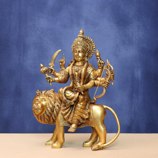 BRASS DURGA IDOL HEIGHT 18.5 INCHES