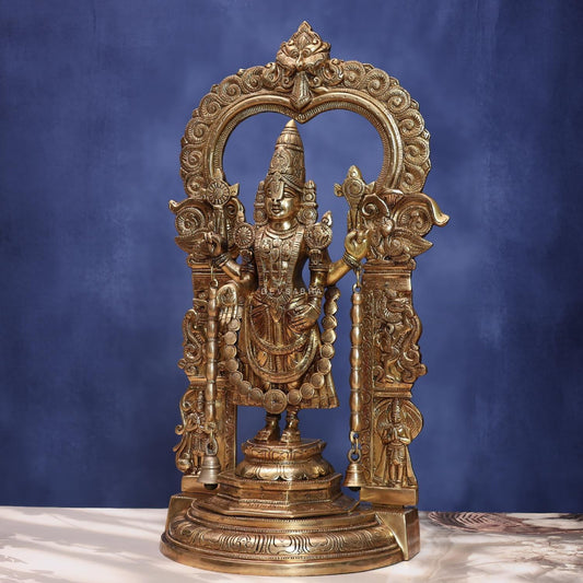 Brassaura® Ídolo de Latão Tirupati Balaji | 55,88 cm de altura e 15 kg de peso