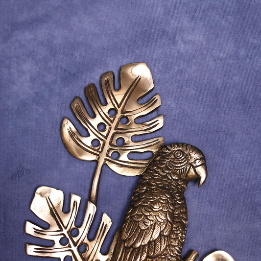 ANTIQUE BRASS PARROT PAIR WALL HANGING IDOL FOR HOME DECOR 13.5 INCH