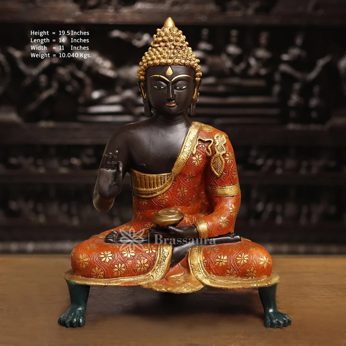 Brass Buddha For Home And Décor And Gift Items Weight 10 kg Height 19.54 Inch