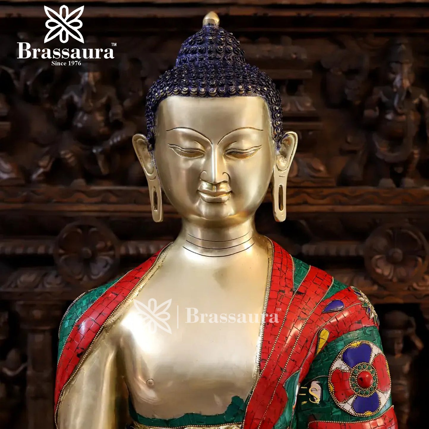 Brass Buddha For Home And Décor Weight 51.3 kg Height 33 Inch