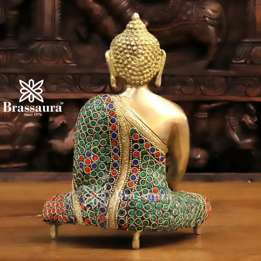 Brass Buddha For Home And Décor Weight 2.42 kg Height 8 Inch