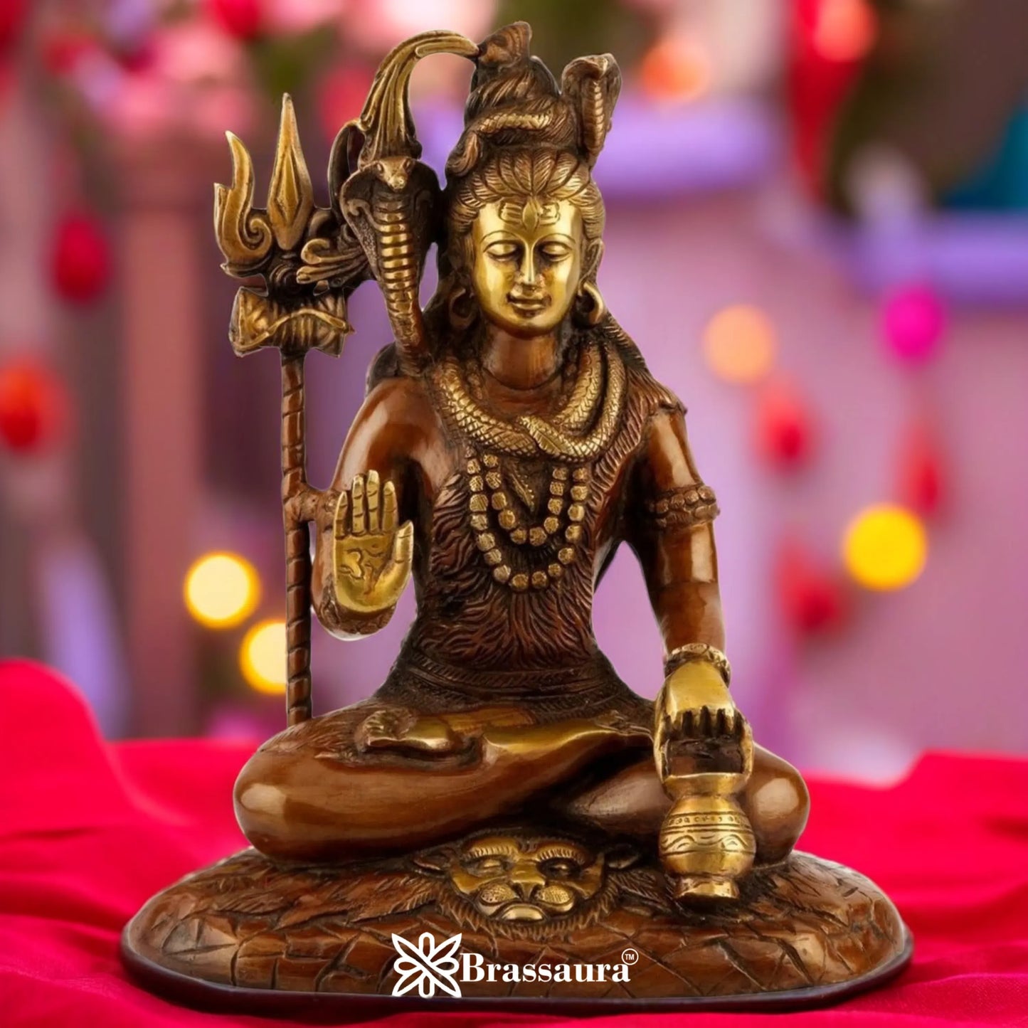 Brassaura™ Handcrafted Brass Shiva Idol – Height 10 Inches & Weight 4.3 Kgs | Devotional Sculpture