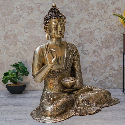 Brass Blessing Buddha Weight 36 kg & Height 30 Inch