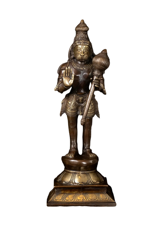 Brassaura™ Artistic Brass Hanuman Idol – Height 16 Inches & Weight 4.8 Kgs | Devotional Use