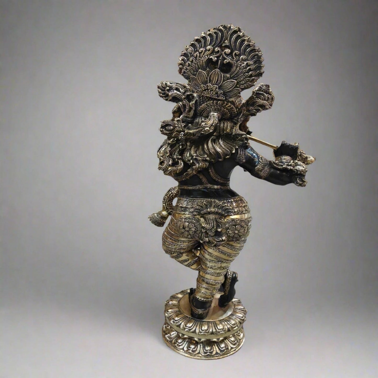 Brass Standing Krishna Playing Flute Weight 43 Kg And Height 45 Inch