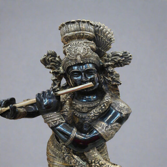 Brass Standing Krishna Playing Flute| height 46 inches | Weight 70 Kgs