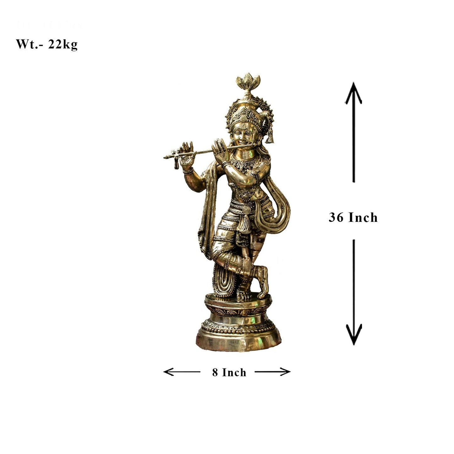 Brass Krishna Playing Flute Weight 22 Kg And Height 36 Inch