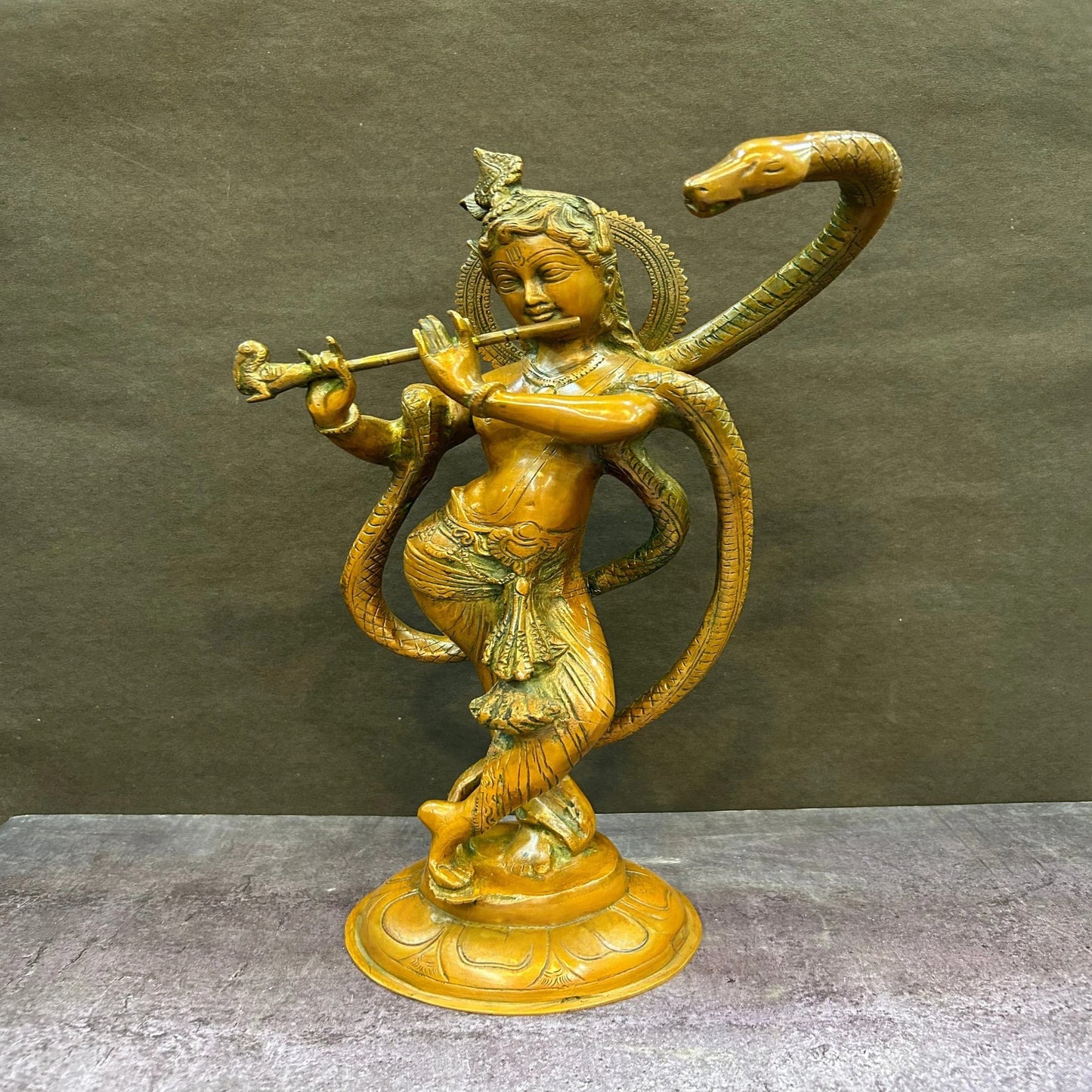 Brass Krishna Playing Flute Weight 5.1 Kg
