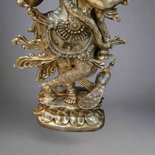 Brass Krishna Playing Flute Weight 74 Kg