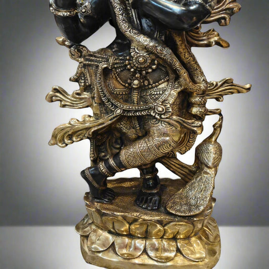 Brass Classic Krishna Playing Flute Weight 75.4 Kg And Height 48 Inch