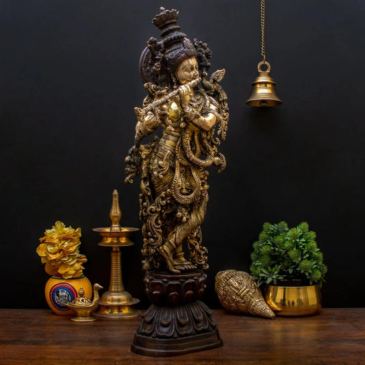 Brass Standing Classic Krishna Weight 16 Kg And Height 29 Inch
