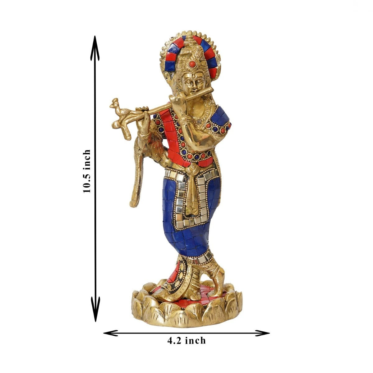 Brass Standing Krishna Weight 2.1 Kg And Height 10.5 Inch