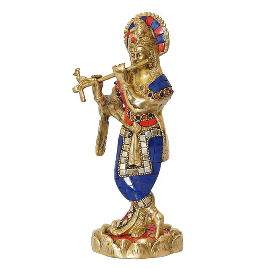 Brass Standing Krishna Weight 2.1 Kg And Height 10.5 Inch