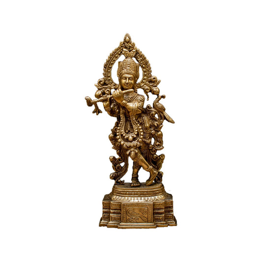 Brass Standing Krishna Weight 3 Kg And Height 14 Inch