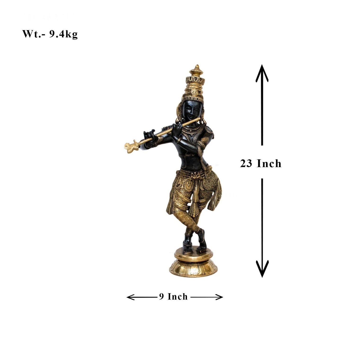 Brass Standing Krishna Weight 9.4 Kg And Height 23 Inch
