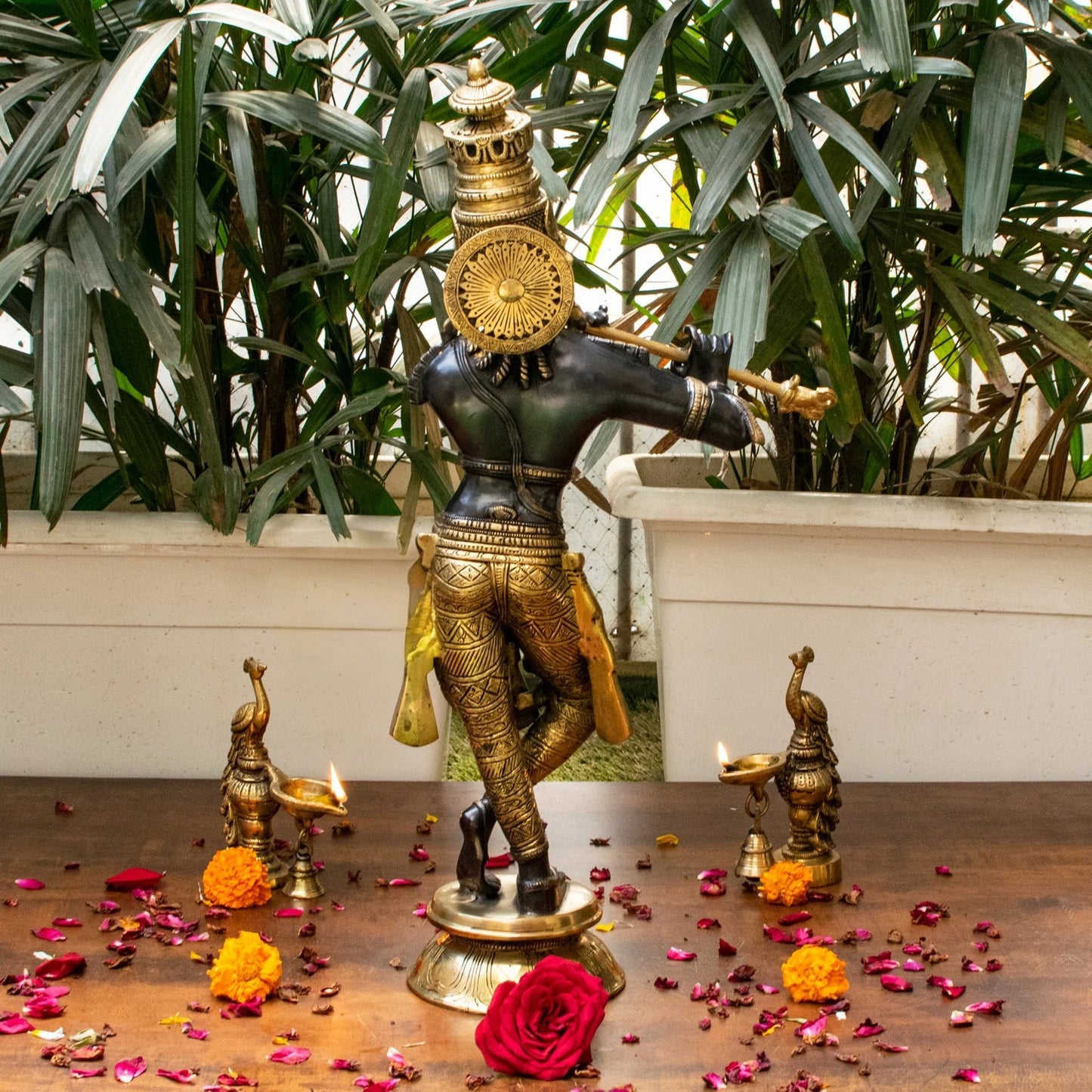 Brass Standing Krishna Weight 9.4 Kg And Height 23 Inch