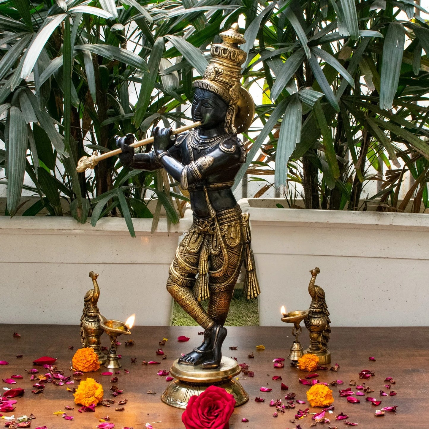 Brass Standing Krishna Weight 9.4 Kg And Height 23 Inch