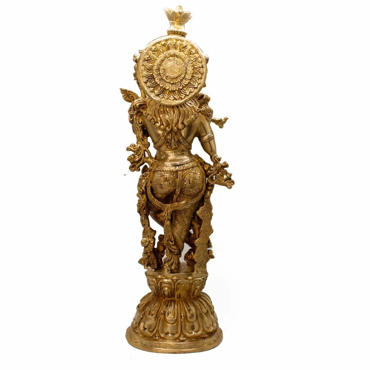 Brass Royal Golden Krishna Playing Flute Weight 12 Kg And Height 24 Inch