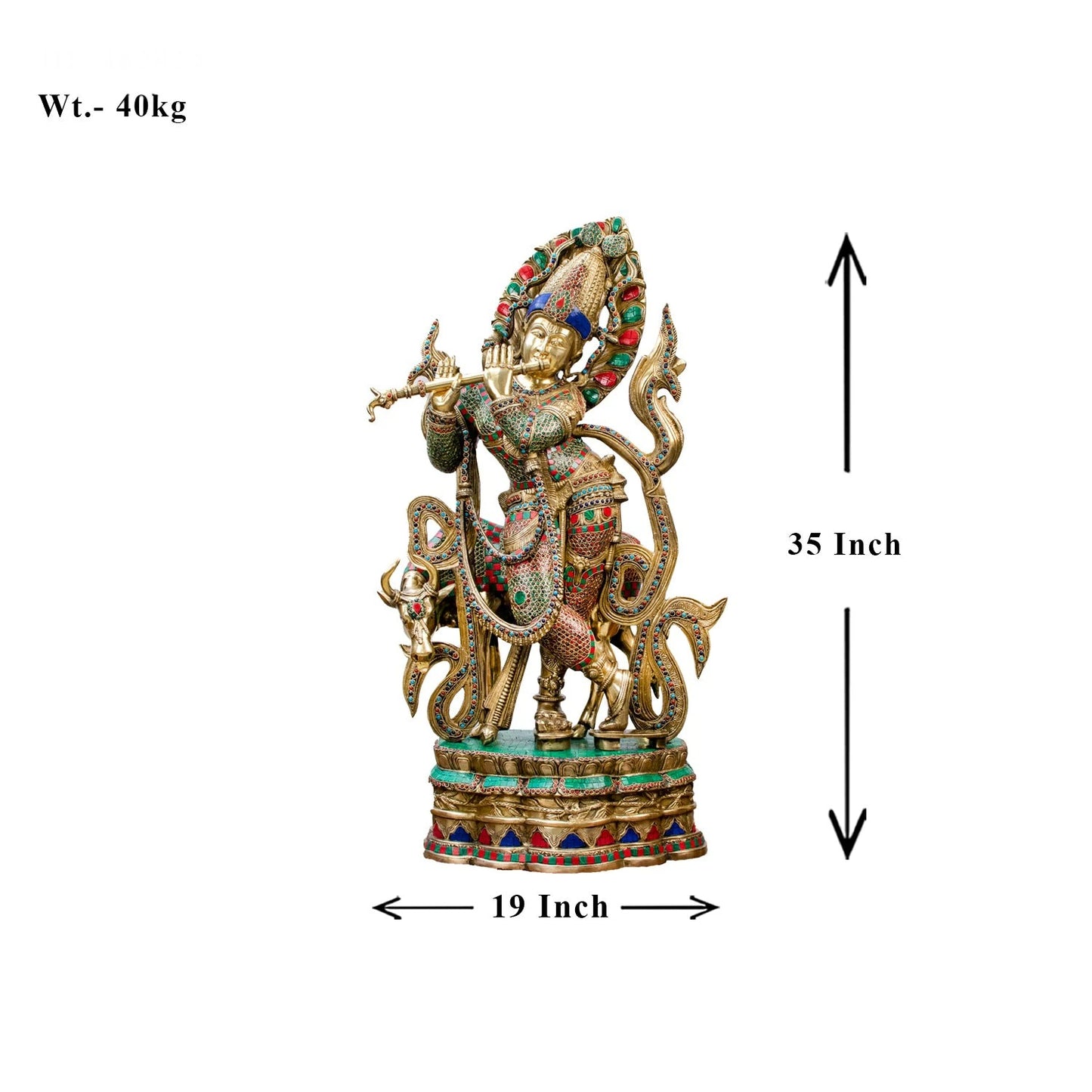 Brass Gem Stone Work Cow & Krishna Weight 40 Kg