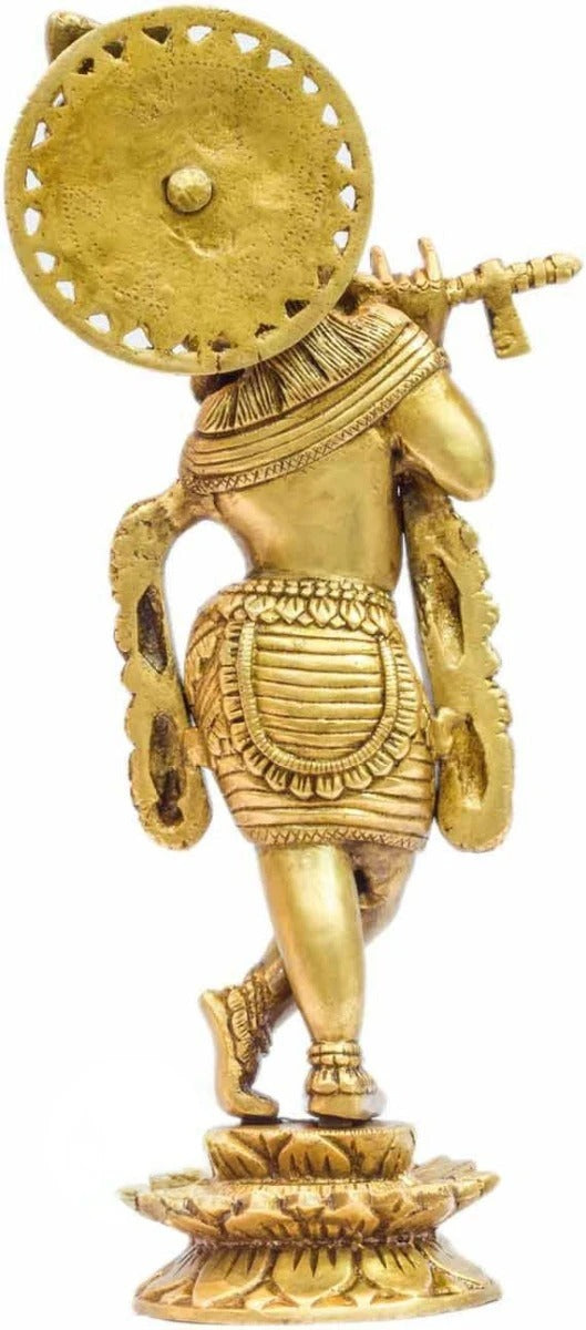 Brass Krishna Playing Flute Weight 2.2 Kg And Height 12 Inch