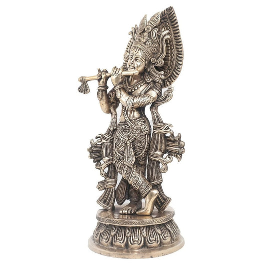 Brass Krishna Playing Flute Weight 3.5 Kg And Height 13 Inch