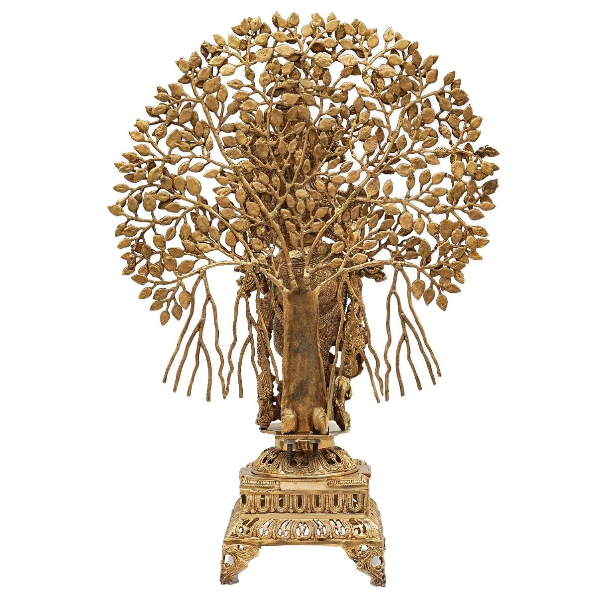 Brass Classic Tree Krishna Playing Flute Weight 30 Kg And Height 35 Inch
