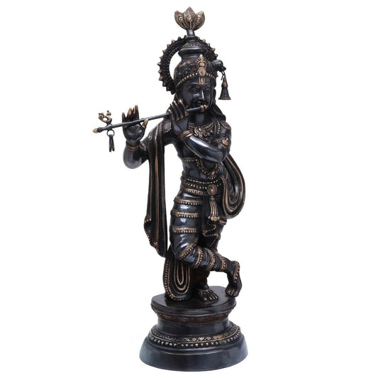 Brass Classic Krishna Playing Flute Weight 22 Kg And Height 35 Inch