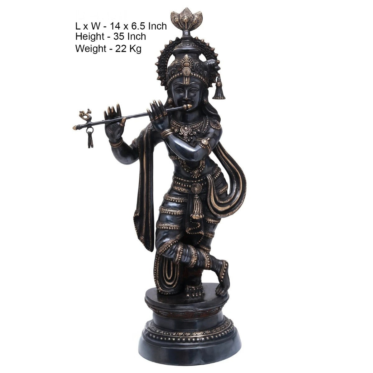 Brass Classic Krishna Playing Flute Weight 22 Kg And Height 35 Inch