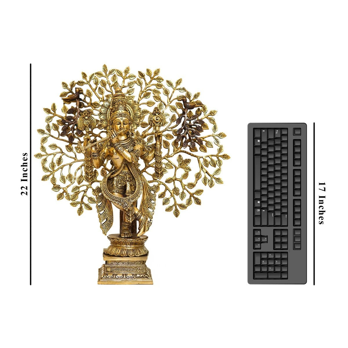 Brass Tree Krishna Playing Flute Weight 13.4 Kg And Height 22 Inch