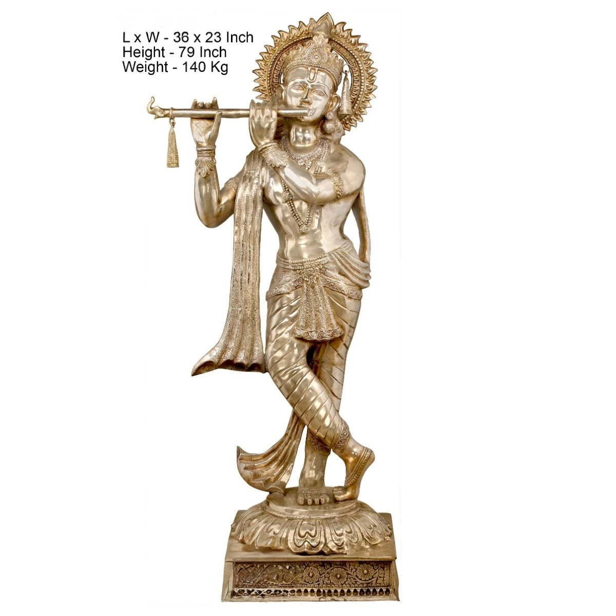 Brass Krishna Weight 140 Kg And Height 79 Inch