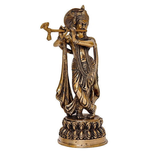 Brass Classic Krishna Playing Flute Weight 1.8 Kg And Height 10 Inch