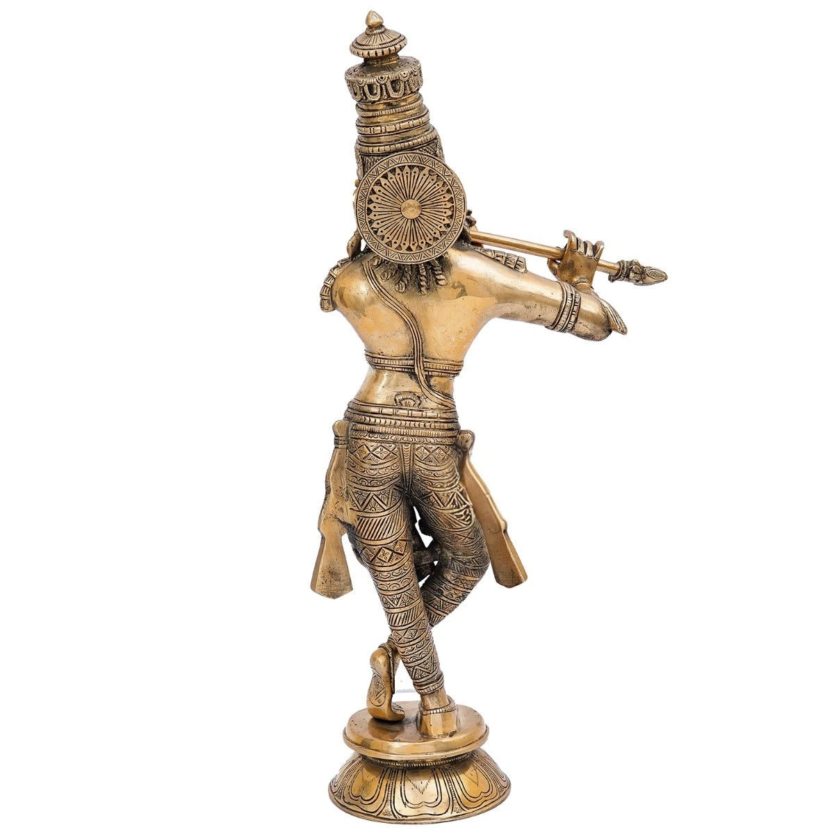 Brass Krishna Playing Flute Weight 9.5 Kg And Height 22 Inch