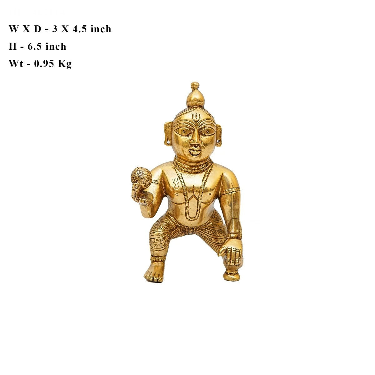 Brass Bal Gopal Weight 0.95 Kg And Height 6.5 Inch