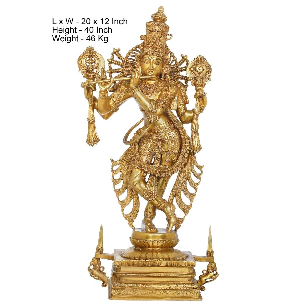Brass Royal Golden Krishna Weight 47 Kg And Height 40 Inch
