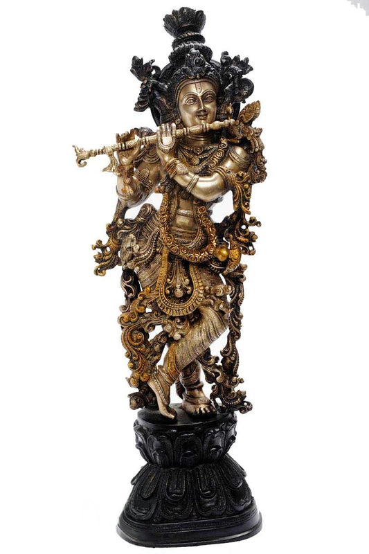 Brass Standing Krishna Weight 16 Kg And Height 29 Inch