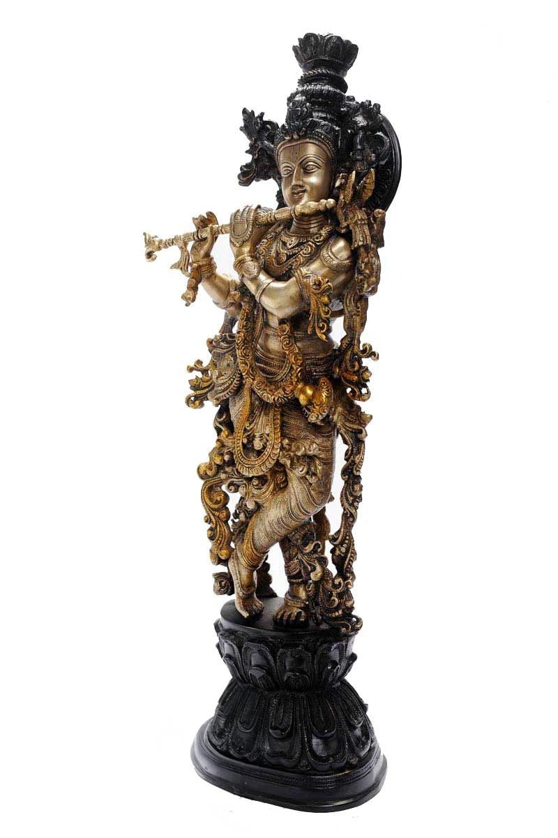 Brass Standing Krishna Weight 16 Kg And Height 29 Inch