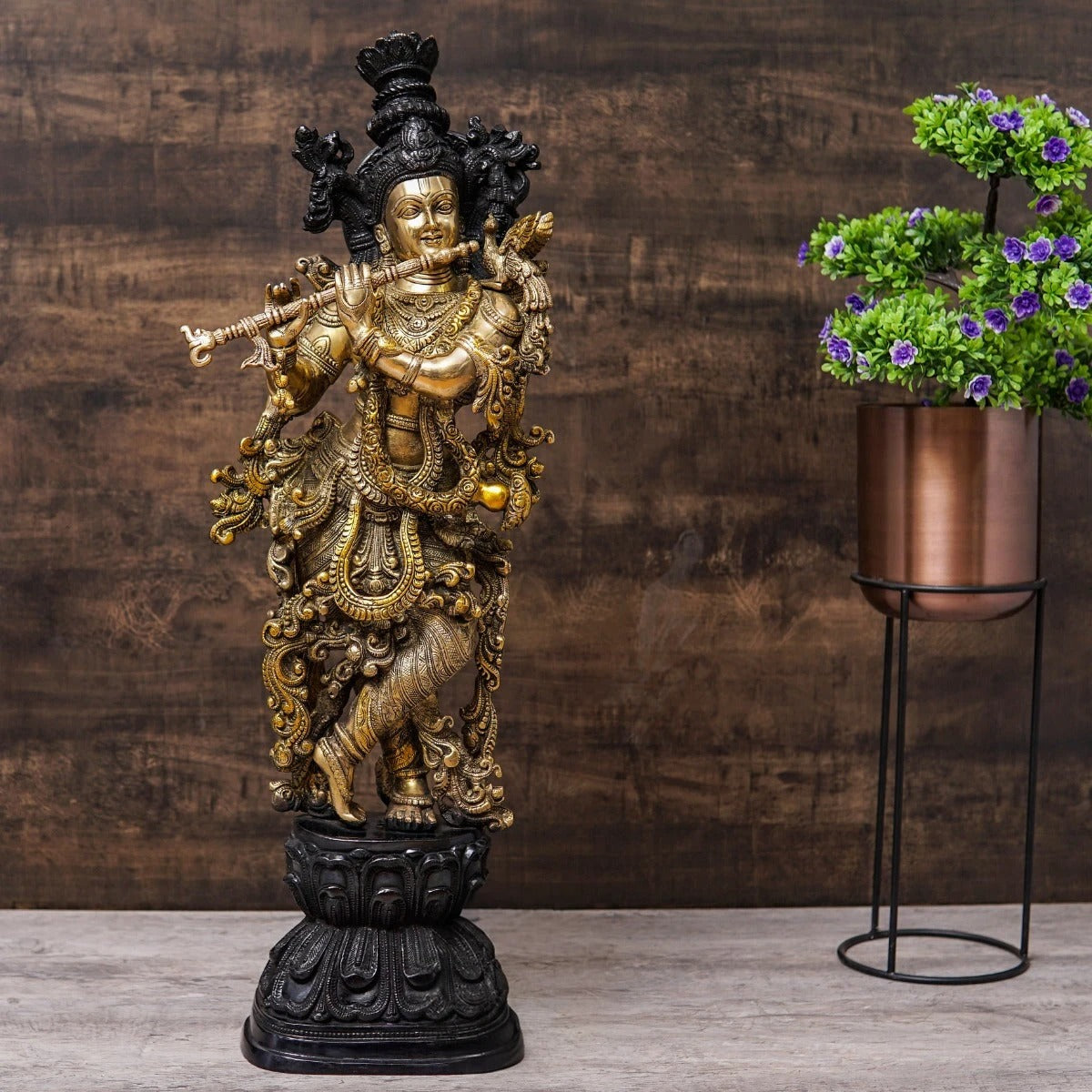 Brass Standing Krishna Weight 16 Kg And Height 29 Inch