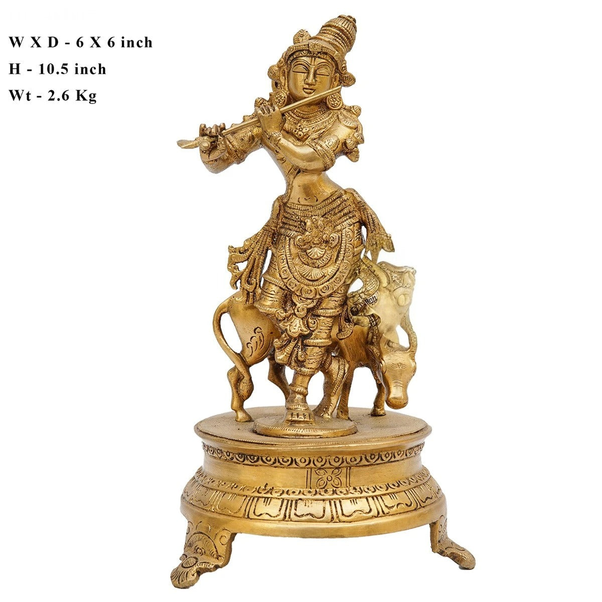 Brass Cow & Krishna Weight 2.6 Kg And Height 10 Inch