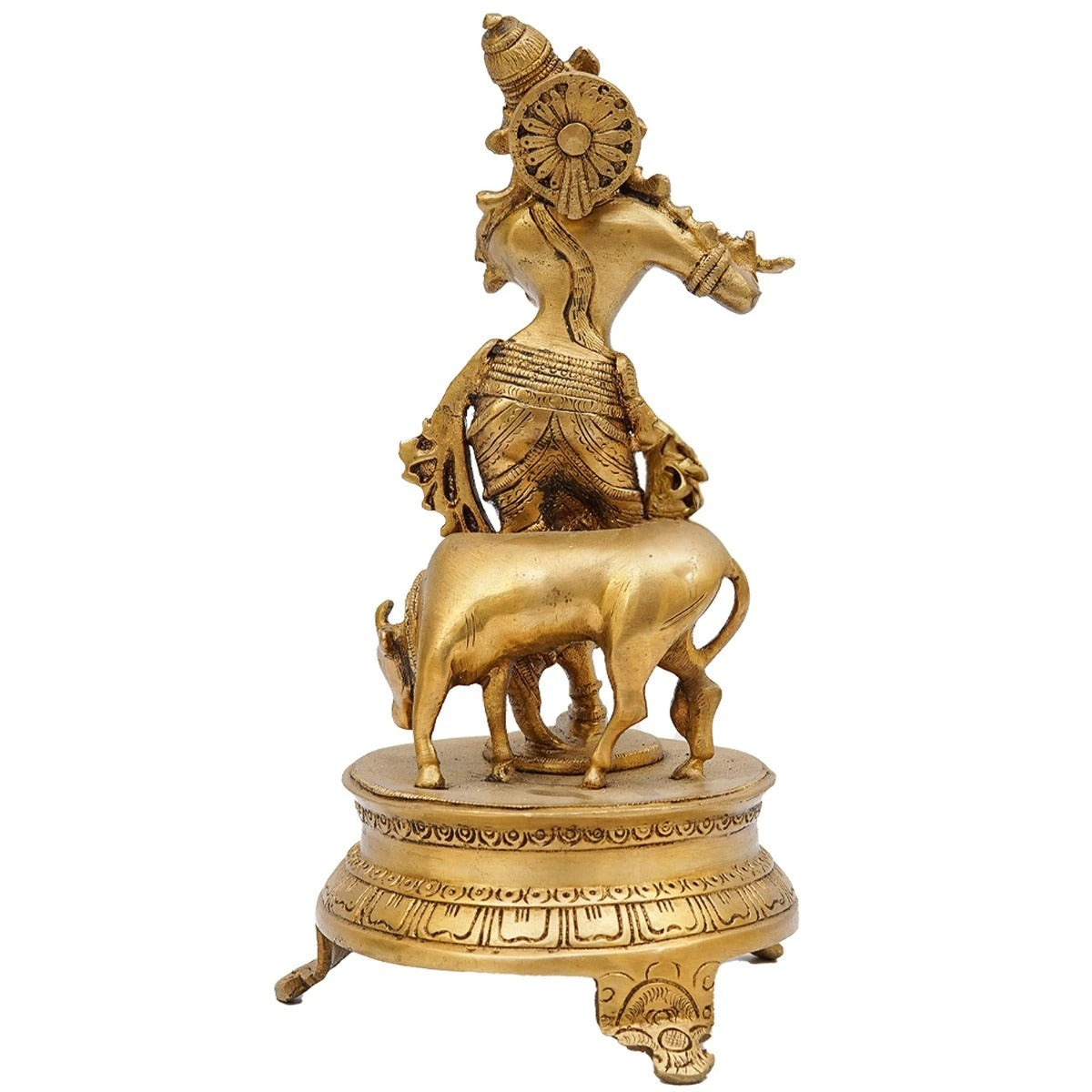 Brass Cow & Krishna Weight 2.6 Kg And Height 10 Inch