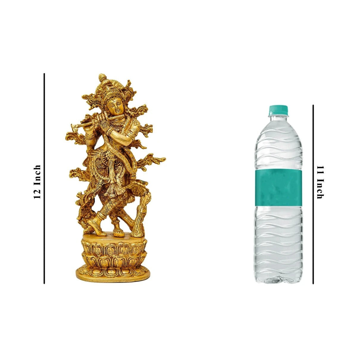 Brass Classic Krishna Playing Flute Weight 3.4 Kg And Height 12 Inch