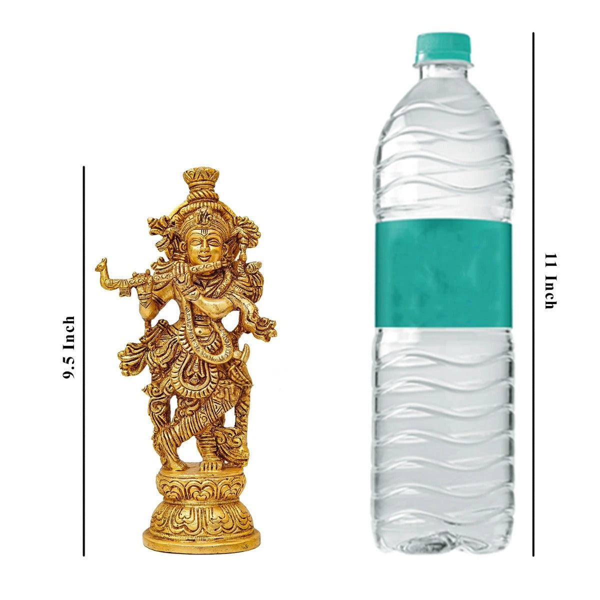 Brass Krishna Playing Flute Weight 2.2 Kg And Height 9.5 Inch