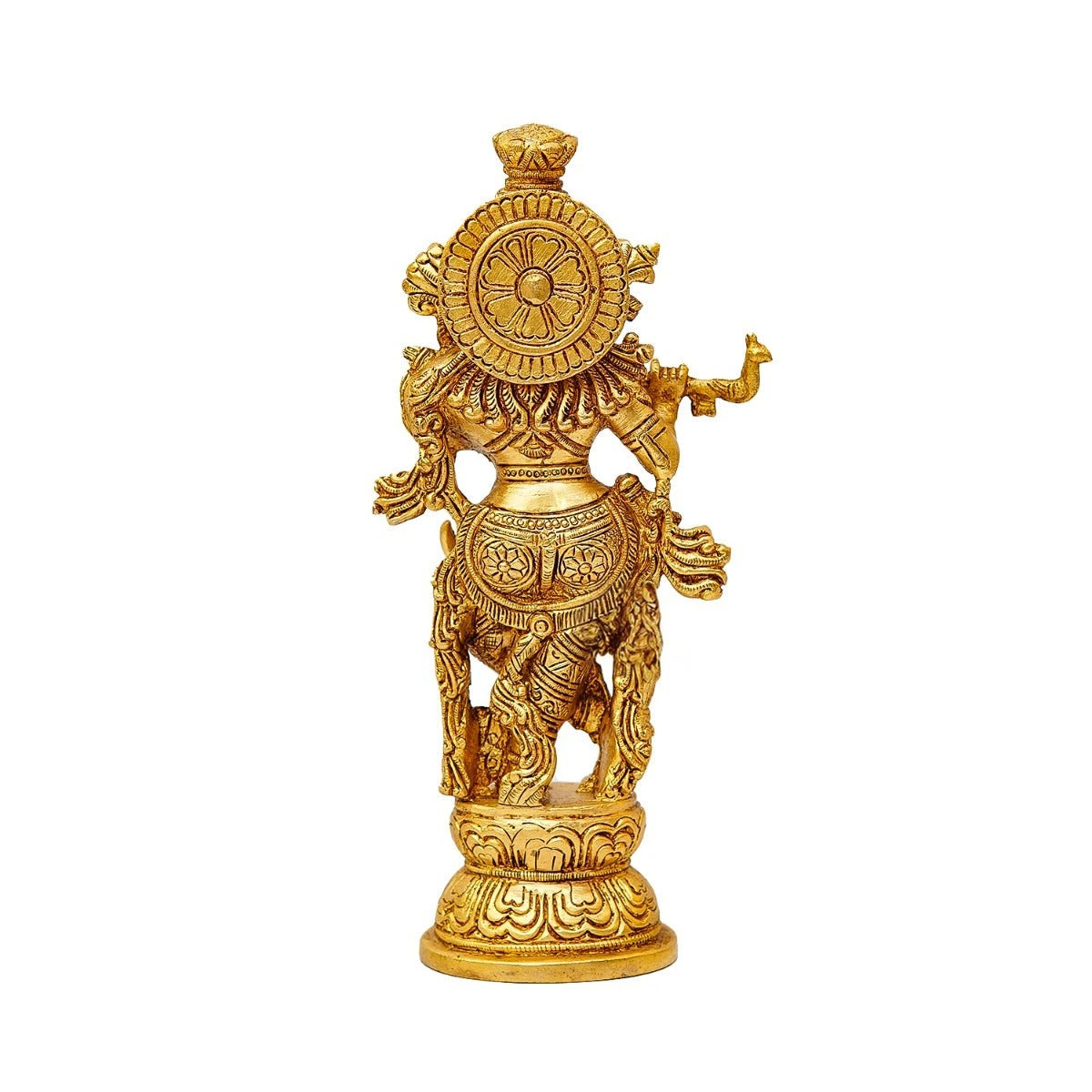 Brass Krishna Playing Flute Weight 2.2 Kg And Height 9.5 Inch