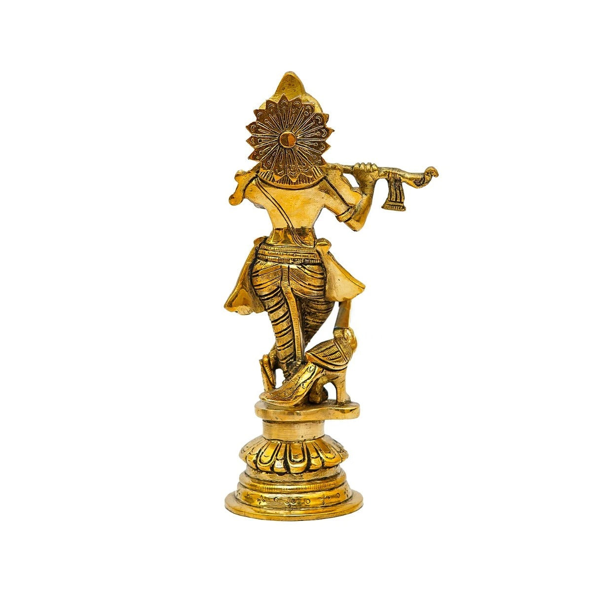 Brass Krishna Playing Flute Weight 1.3 Kg And Height 9 Inch