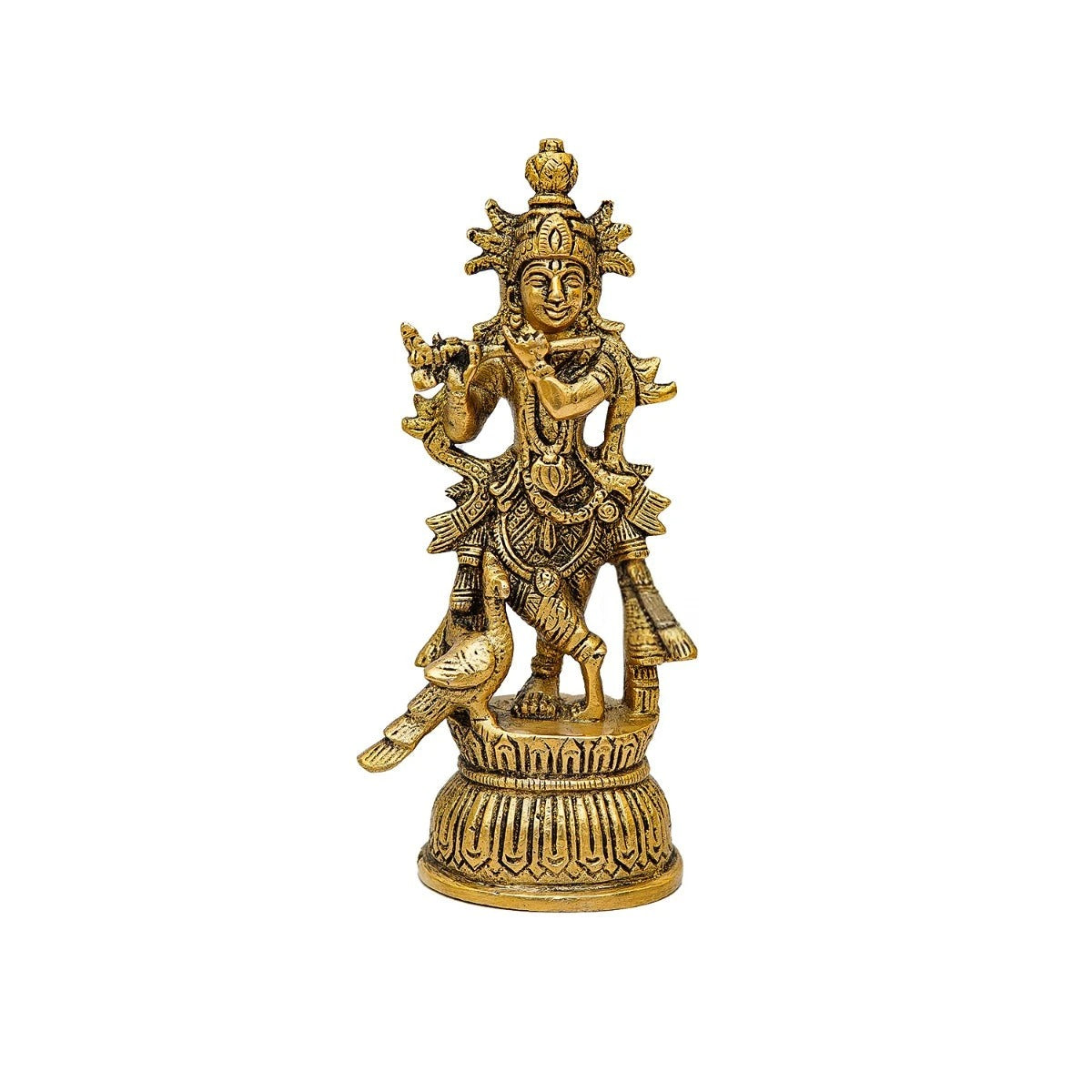Brass Krishna Playing Flute Weight 0.5 Kg And Height 6 Inch